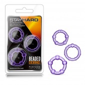 Набор из 3 фиолетовых эрекционных колец Stay Hard Beaded Cockrings - Blush Novelties - в Одинцово купить с доставкой
