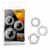 Набор из 3 прозрачных эрекционных колец Stay Hard Beaded Cockrings - Blush Novelties - в Одинцово купить с доставкой