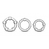 Набор из 3 прозрачных эрекционных колец Stay Hard Beaded Cockrings - Blush Novelties - в Одинцово купить с доставкой