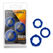 Набор из 3 синих эрекционных колец Stay Hard Beaded Cockrings - Blush Novelties - в Одинцово купить с доставкой