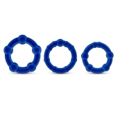 Набор из 3 синих эрекционных колец Stay Hard Beaded Cockrings - Blush Novelties - в Одинцово купить с доставкой