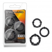 Набор из 3 чёрных эрекционных колец Stay Hard Beaded Cockrings - Blush Novelties - в Одинцово купить с доставкой