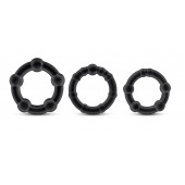 Набор из 3 чёрных эрекционных колец Stay Hard Beaded Cockrings - Blush Novelties - в Одинцово купить с доставкой