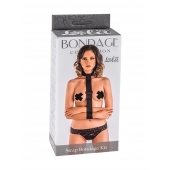 Ошейник с длинной лентой и наручниками Strap Bondage Kit Plus Size - Lola Games - купить с доставкой в Одинцово