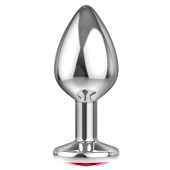 Большая серебристая анальная пробка Diamond Red Sparkle Large с красным кристаллом - 8 см. - Lola Games - купить с доставкой в Одинцово