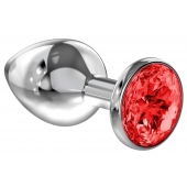 Большая серебристая анальная пробка Diamond Red Sparkle Large с красным кристаллом - 8 см. - Lola Games - купить с доставкой в Одинцово