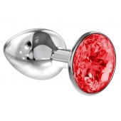 Малая серебристая анальная пробка Diamond Red Sparkle Small с красным кристаллом - 7 см. - Lola Games - купить с доставкой в Одинцово