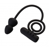 Чёрное эрекционное кольцо с вибропулькой и анальным хвостом - Erotist Adult Toys - в Одинцово купить с доставкой
