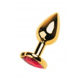 Золотистая анальная пробка с кристаллом-сердцем - 7,5 см. - ToyFa - купить с доставкой в Одинцово