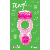 Розовое эрекционное кольцо с вибрацией Rings Ringer - Lola Games - в Одинцово купить с доставкой