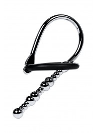 Серебристый уретральный плаг-бусины TOYFA Metal с мягким фиксириющим кольцом - ToyFa - купить с доставкой в Одинцово