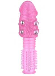 Стимулирующая розовая насадка с шишечками и шипами - 13,5 см. - Toyfa Basic - в Одинцово купить с доставкой