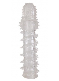 Прозрачная, закрытая насадка с шипами и точками - 13,5 см. - Toyfa Basic - в Одинцово купить с доставкой