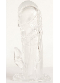 Прозрачная гелевая насадка с клиторальным отростком - 13 см. - Toyfa Basic - в Одинцово купить с доставкой