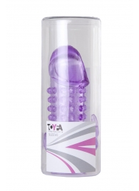 Закрытая фиолетовая насадка с 2 отростками - 13 см. - Toyfa Basic - в Одинцово купить с доставкой