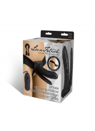Полый страпон с двумя отростками и вибрацией Unisex Vibrating Hollow Strap-On Double Penetrating Dildo - 17,8 см. - Lux Fetish - купить с доставкой в Одинцово