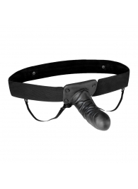 Чёрный полый страпон с вибрацией Unisex Vibrating Hollow Strap-On - 14 см. - Lux Fetish - купить с доставкой в Одинцово