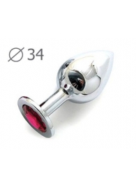 Коническая серебристая анальная втулка с малиновым кристаллом - 8,2 см. - Anal Jewelry Plug - купить с доставкой в Одинцово