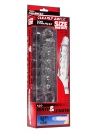 Прозразная закрытая насадка на пенис с поддержкой мошонки Clearly Ample Penis Enhancer - 22 см. - XR Brands - в Одинцово купить с доставкой