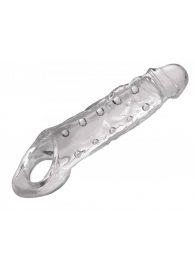 Прозразная закрытая насадка на пенис с поддержкой мошонки Clearly Ample Penis Enhancer - 22 см. - XR Brands - в Одинцово купить с доставкой