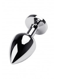 Серебристая коническая анальная пробка с красным кристаллом - 8 см. - ToyFa - купить с доставкой в Одинцово