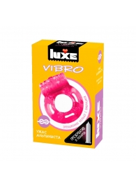 Розовое эрекционное виброкольцо Luxe VIBRO  Ужас Альпиниста  + презерватив - Luxe - в Одинцово купить с доставкой