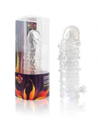 Закрытая прозрачная рельефная насадка Crystal sleeve - 13 см. - Erowoman-Eroman - в Одинцово купить с доставкой