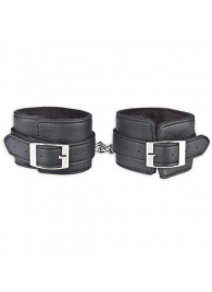 Черные фиксаторы для ног на цепи с мехом внутри - Lux Fetish - купить с доставкой в Одинцово