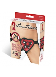 Трусики с красным сердечком для страпона - Lux Fetish - купить с доставкой в Одинцово