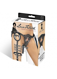 Черные трусики для страпона из патентованной кожи - Lux Fetish - купить с доставкой в Одинцово
