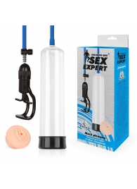 Прозрачная вакуумная помпа Sex Expert с насадкой-вагиной - Bior toys - в Одинцово купить с доставкой