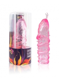 Закрытая рельефная насадка Crystal sleeve snakes в виде змеи с усиками - 14 см. - Erowoman-Eroman - в Одинцово купить с доставкой