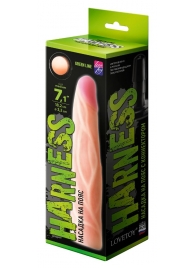 Телесная насадка с венками на Harness с коннектором GREEN LINE - 18 см. - LOVETOY (А-Полимер) - купить с доставкой в Одинцово