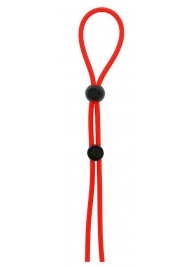 Красное лассо на пенис с двумя бусинами STRETCHY LASSO CAGE - Dream Toys - в Одинцово купить с доставкой