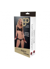 Красно-чёрные наручники на металлической цепочке - Blush Novelties - купить с доставкой в Одинцово