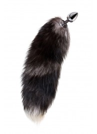 Серебристая металлическая анальная втулка с хвостом чернобурой лисы - размер S - ToyFa - купить с доставкой в Одинцово