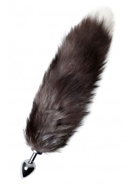 Серебристая металлическая анальная втулка с хвостом чернобурой лисы - размер S - ToyFa - купить с доставкой в Одинцово