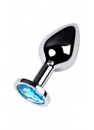 Серебристая конусовидная анальная пробка с голубым кристаллом - 8 см. - ToyFa - купить с доставкой в Одинцово