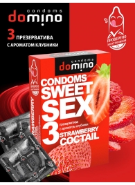 Презервативы для орального секса DOMINO Sweet Sex с ароматом клубничного коктейля  - 3 шт. - Domino - купить с доставкой в Одинцово