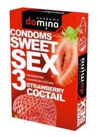 Презервативы для орального секса DOMINO Sweet Sex с ароматом клубничного коктейля  - 3 шт. - Domino - купить с доставкой в Одинцово