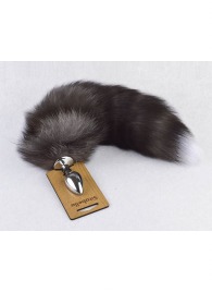 Серебристая анальная пробка с пушистым хвостиком - Sitabella - купить с доставкой в Одинцово