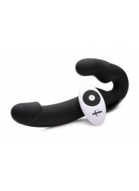 Черный безремневой страпон Urge Silicone Strap On с пультом ДУ - 24 см. - XR Brands - купить с доставкой в Одинцово