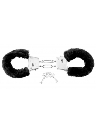 Меховые чёрные наручники Beginner s Furry Cuffs - Pipedream - купить с доставкой в Одинцово