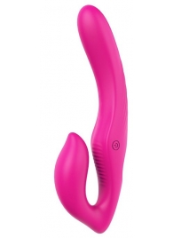 Ярко-розовый безремневой страпон REMOTE DOUBLE DIPPER - 22 см. - Dream Toys - купить с доставкой в Одинцово