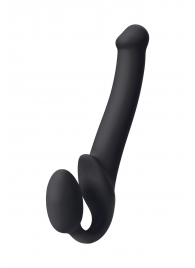 Черный безремневой страпон Silicone Bendable Strap-On M - Strap-on-me - купить с доставкой в Одинцово
