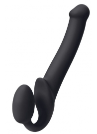 Черный безремневой страпон Silicone Bendable Strap-On M - Strap-on-me - купить с доставкой в Одинцово