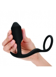 Черное эрекционное кольцо с анальным плагом Snug   Tug - b-Vibe - в Одинцово купить с доставкой