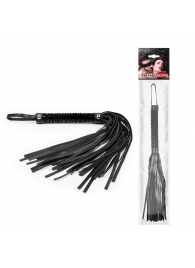 Черная гладкая плеть-флоггер с ручкой - 40 см. - Notabu - купить с доставкой в Одинцово