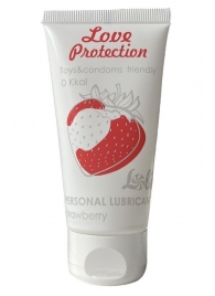 Лубрикант на водной основе с ароматом малины Love Protection Strawberry - 50 мл. - Lola Games - купить с доставкой в Одинцово