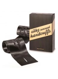 Черные ленты для связывания SILKY SENSUAL HANDCUFFS - Bijoux Indiscrets - купить с доставкой в Одинцово